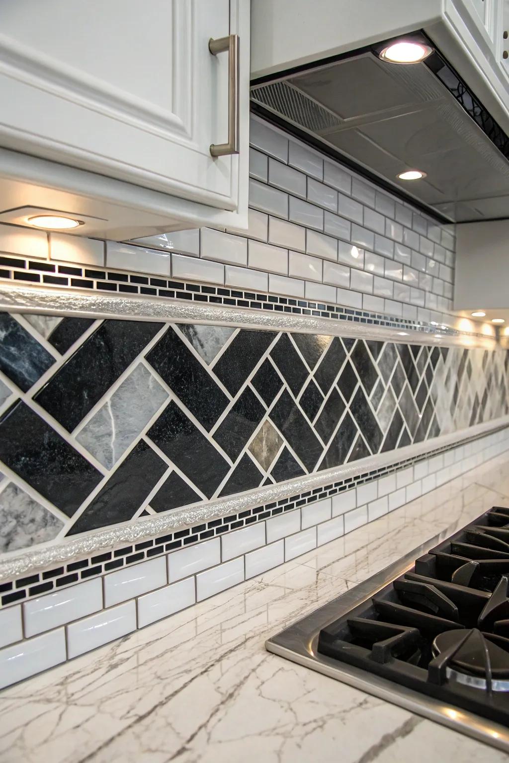 The quintessential fusion of luxury embodied by a marble and glass combination.