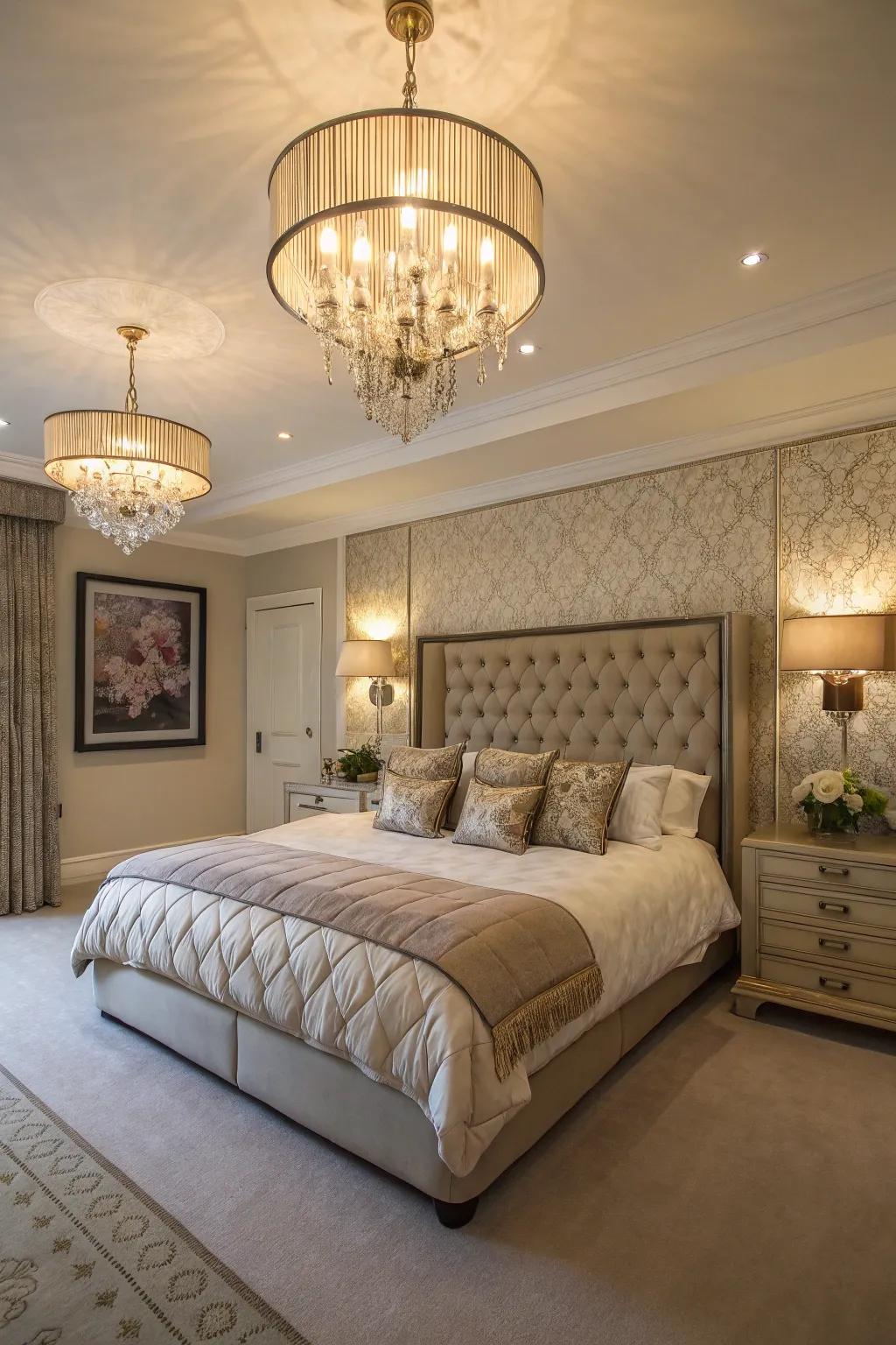 Unique lighting imparts elegance and uniqueness to the space.