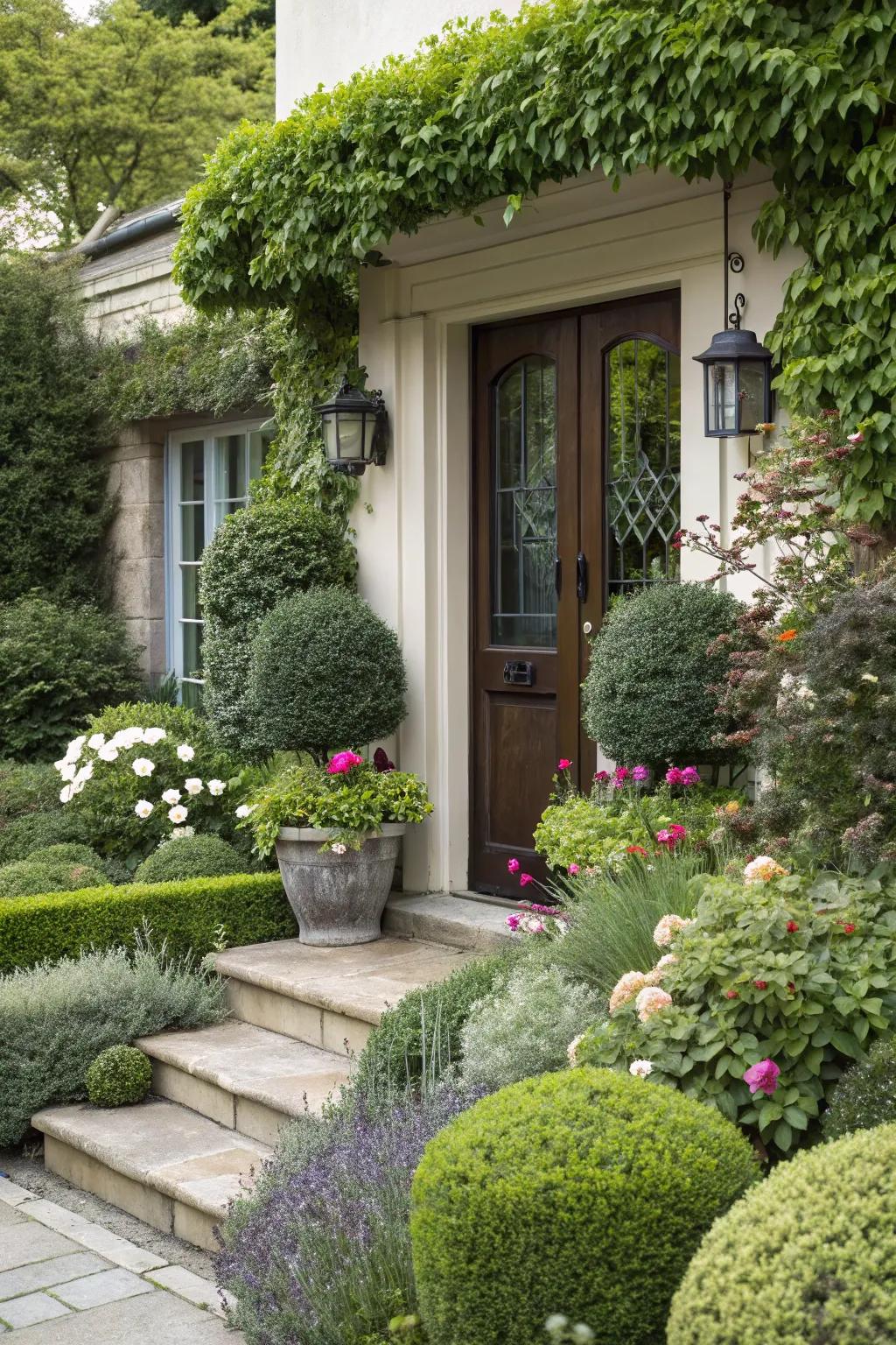 Plant life enhances the welcoming feel of your entryway.
