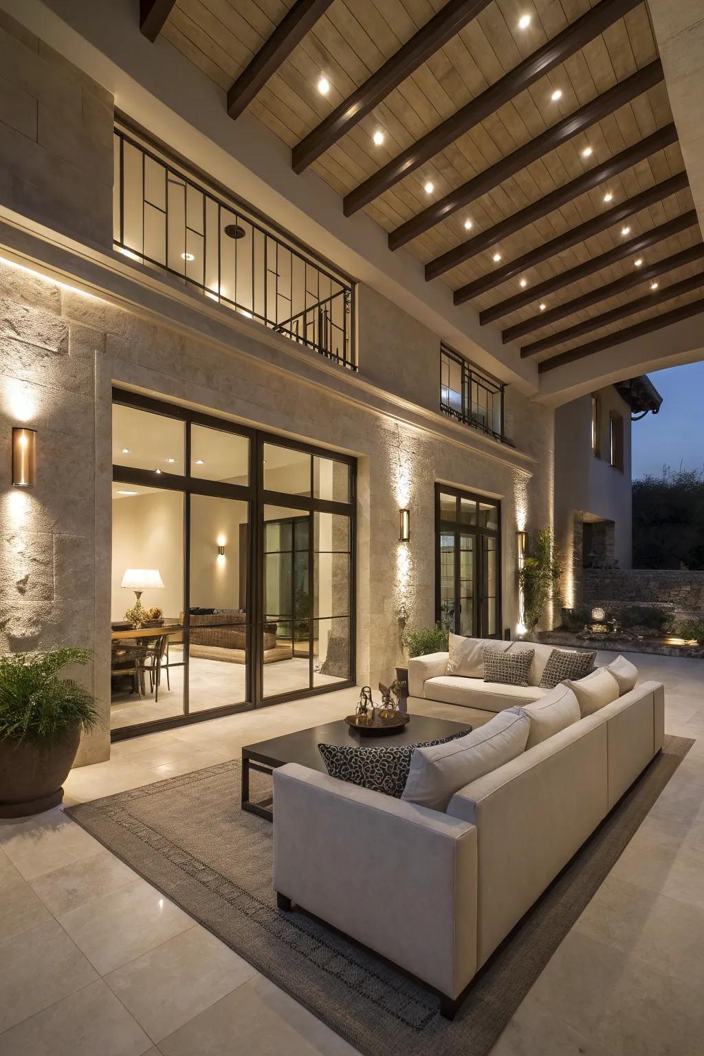 Illumination that enhances the beauty of modern architecture.