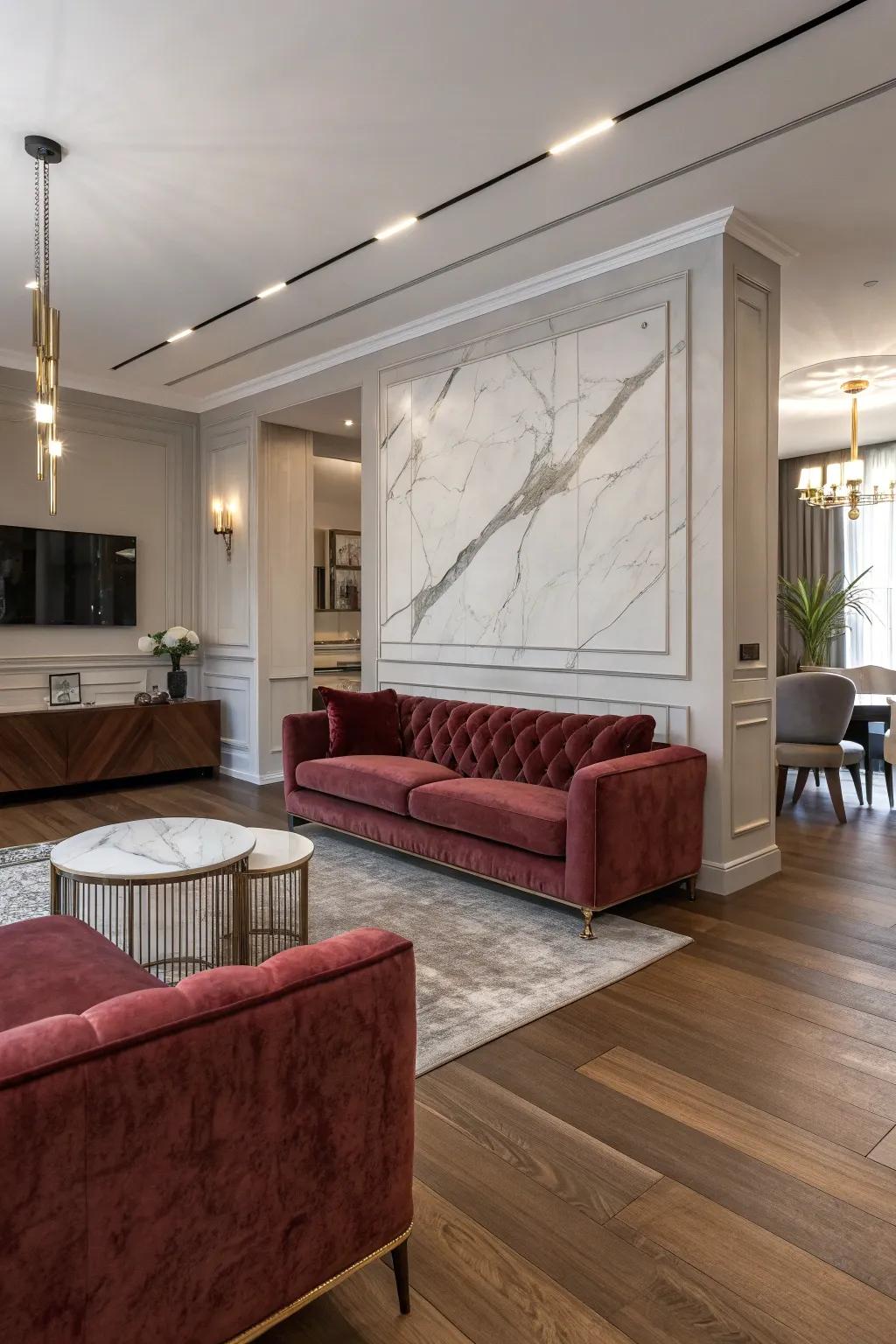 A contemporary interior showcasing a mix of textures for visual interest.