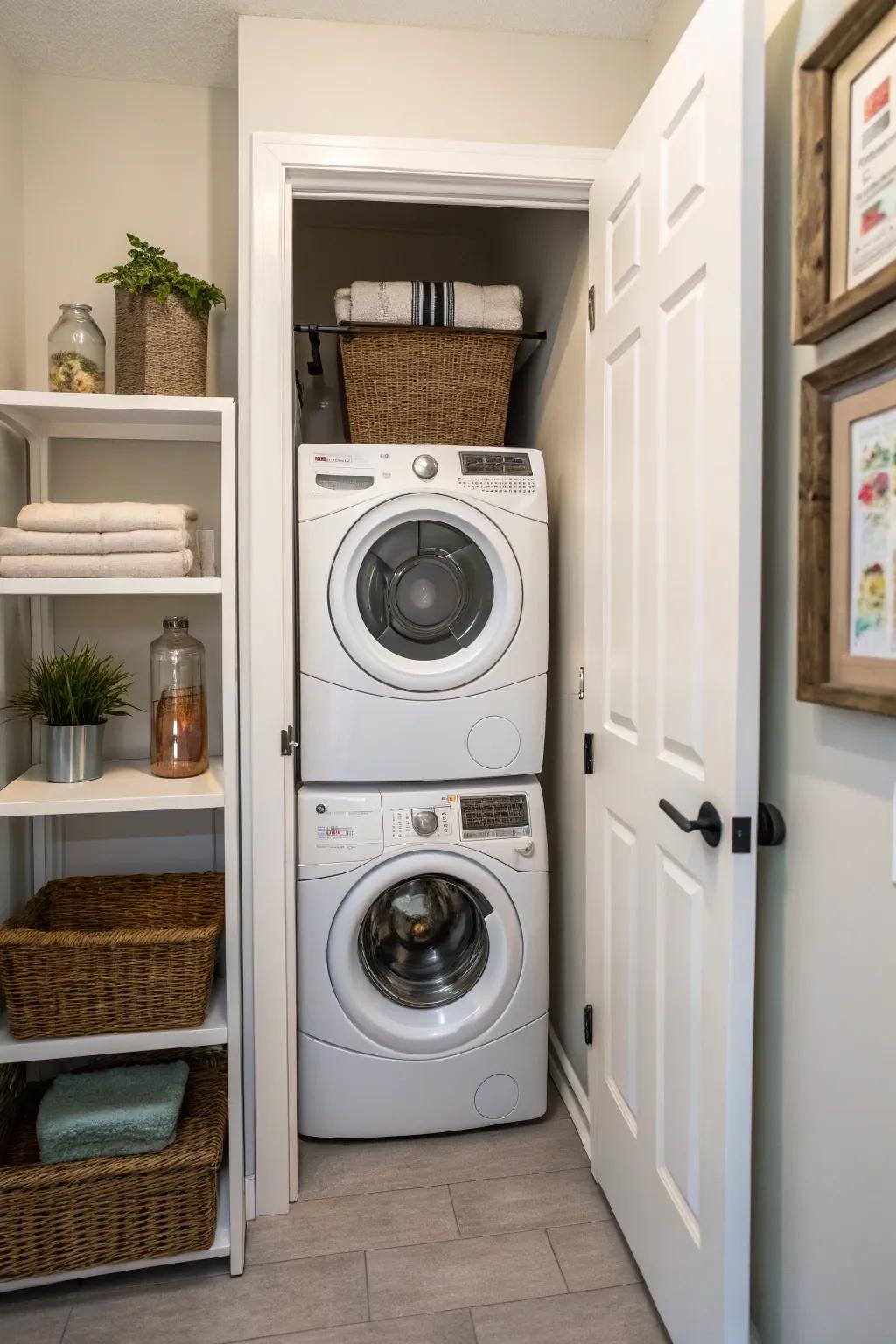 Small spaces can be transformed into efficient laundry areas.