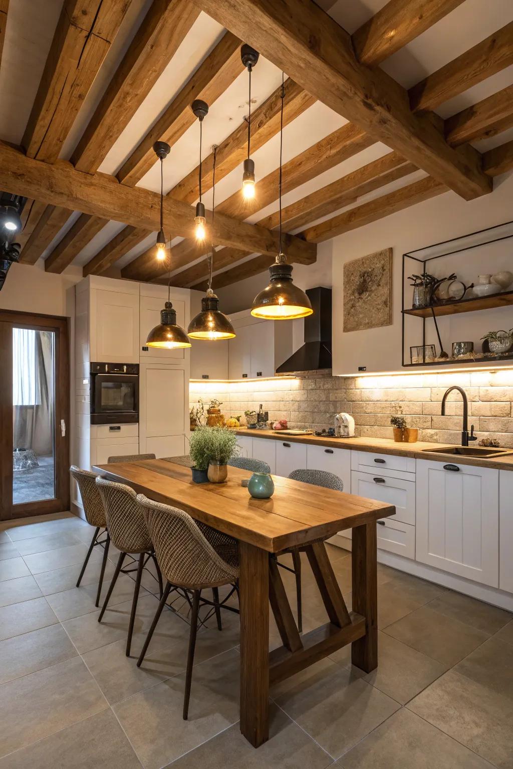 Cozy lighting amplifies the warmth and ambiance of the area.