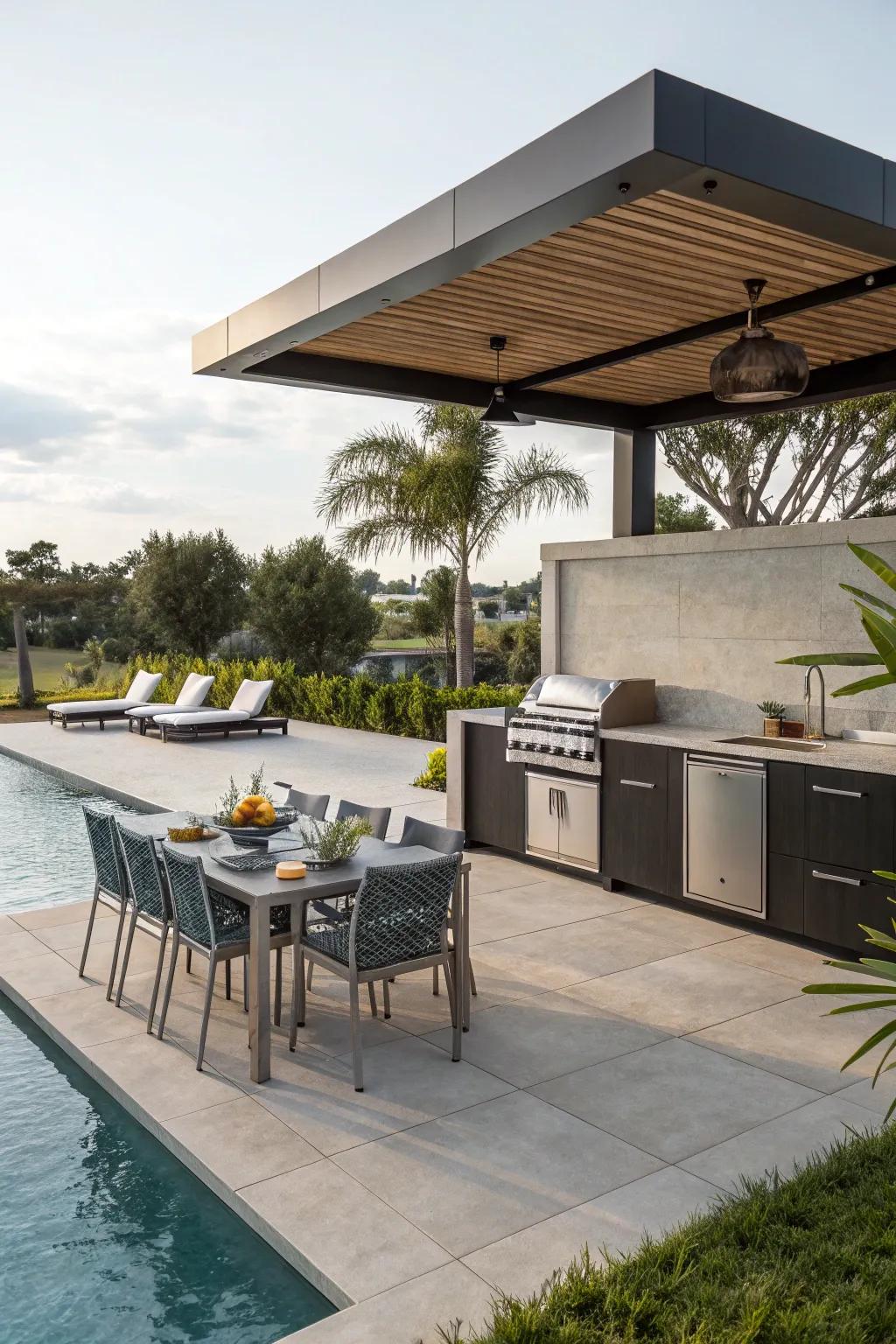 A poolside cooking area providing the ideal mix of fun and functionality.