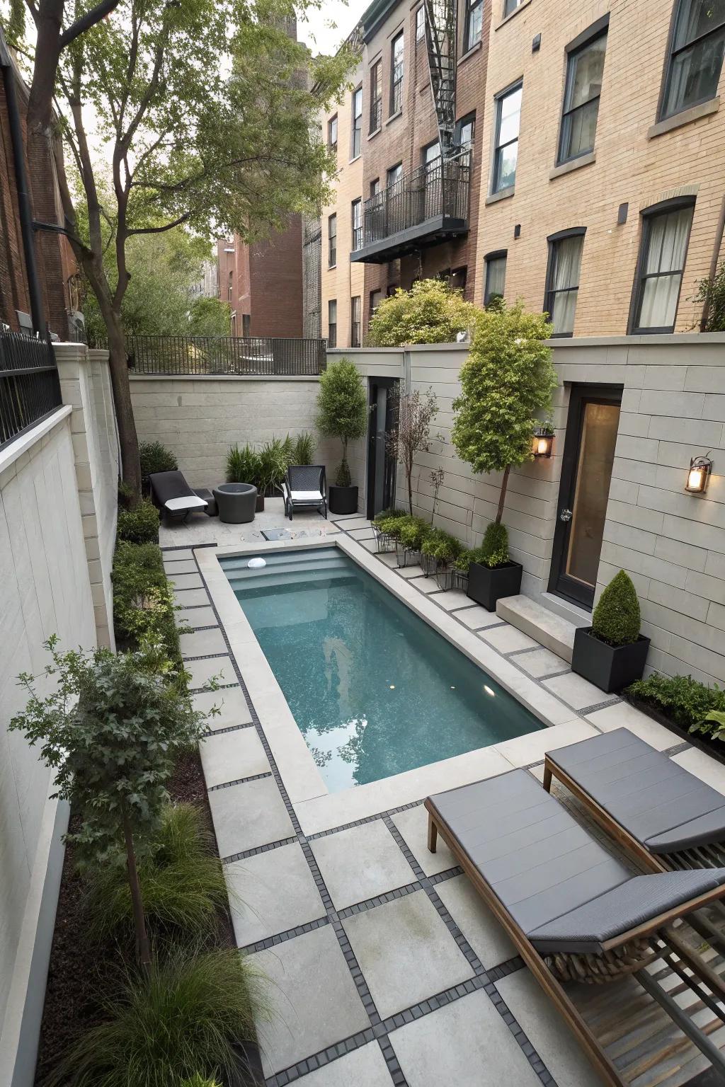 Reduced pools fit snugly within compact spaces.