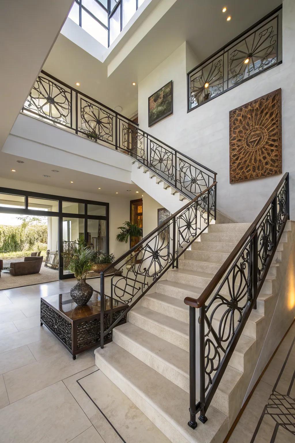 Artistic railings forging a daring declaration.