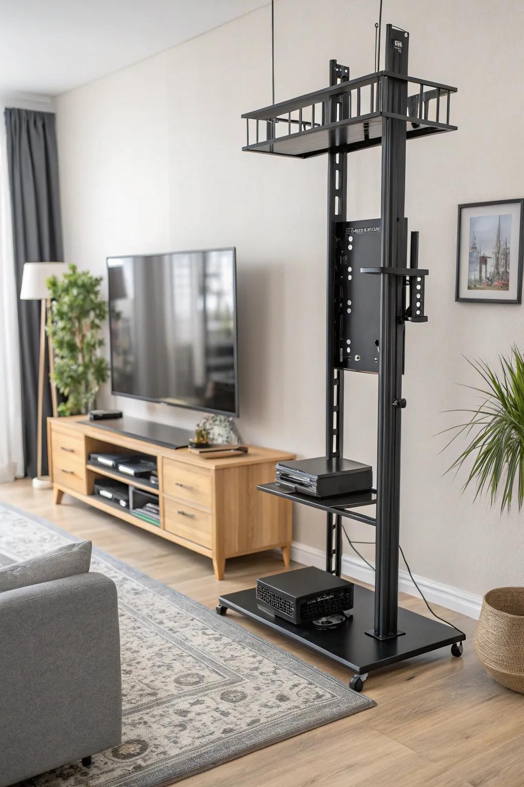 Adaptable modular TV stand for any space.