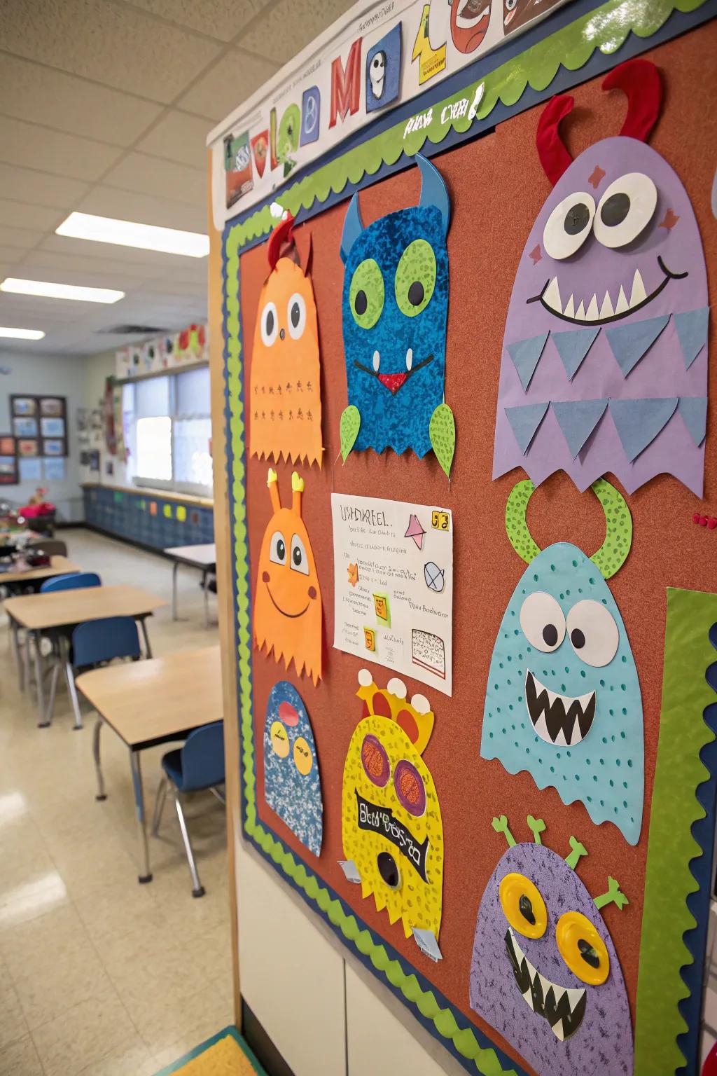 Personalized creature cut-outs that create a sense of belonging in the classroom.
