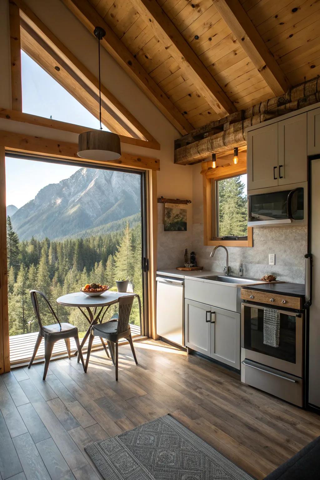 Effective and stylish arrangement in a mountain locale.