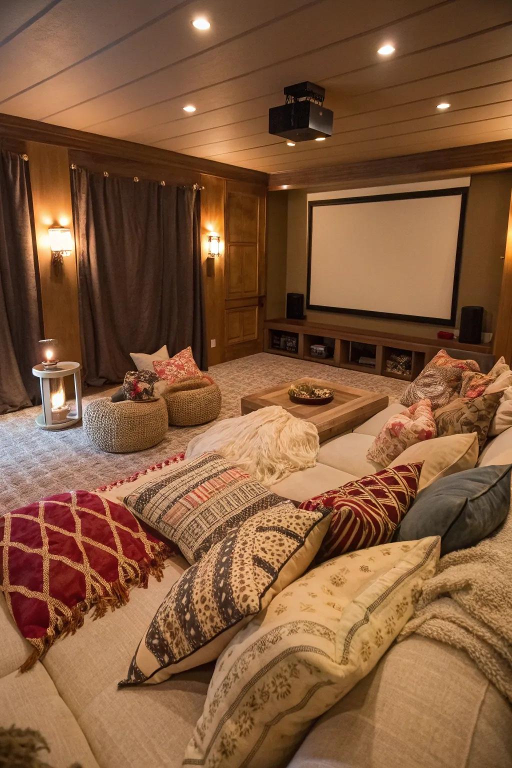 A warm, welcoming film room requires cozy accessories.