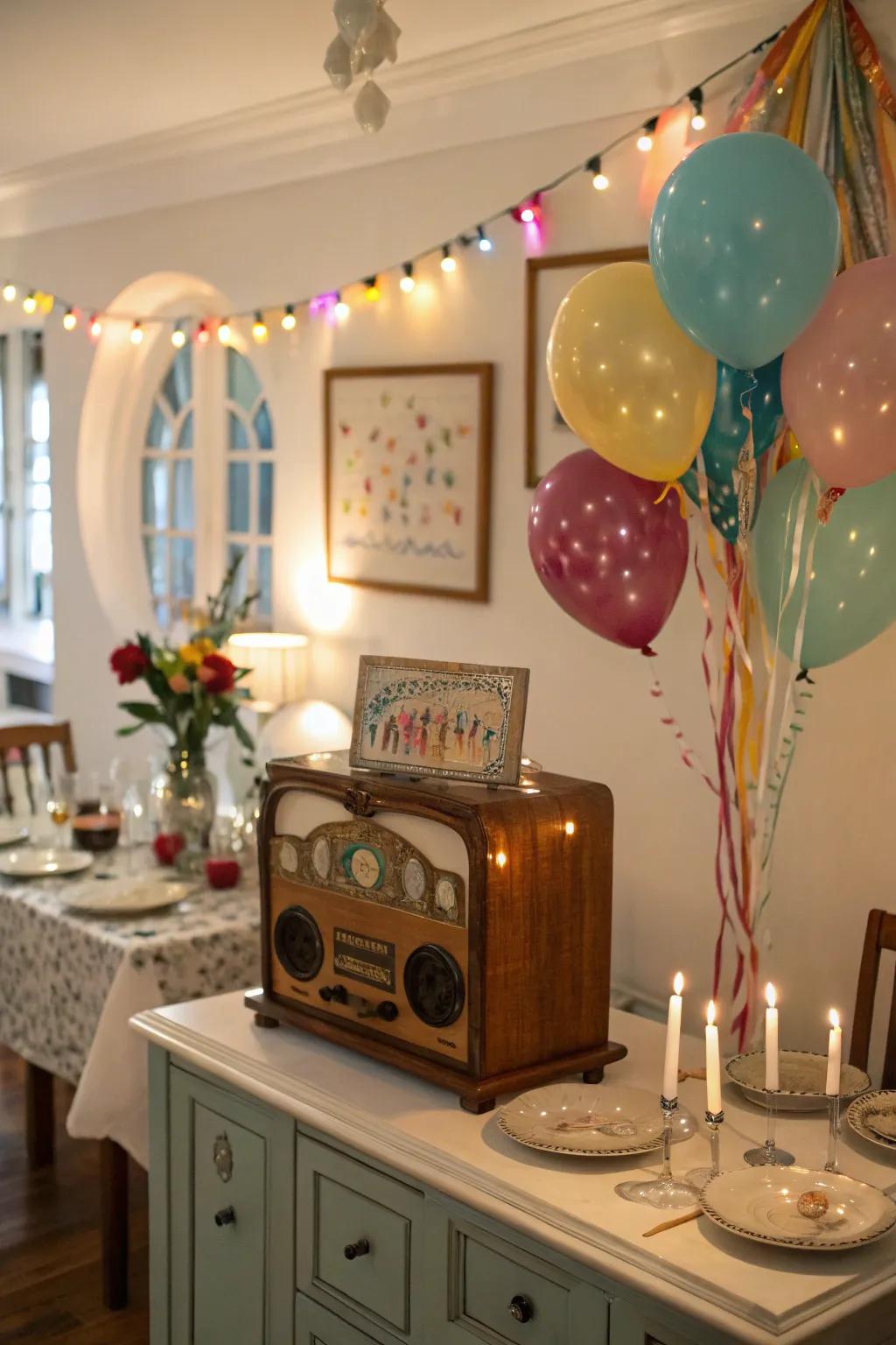 A celebratory music box introducing joy to special moments.