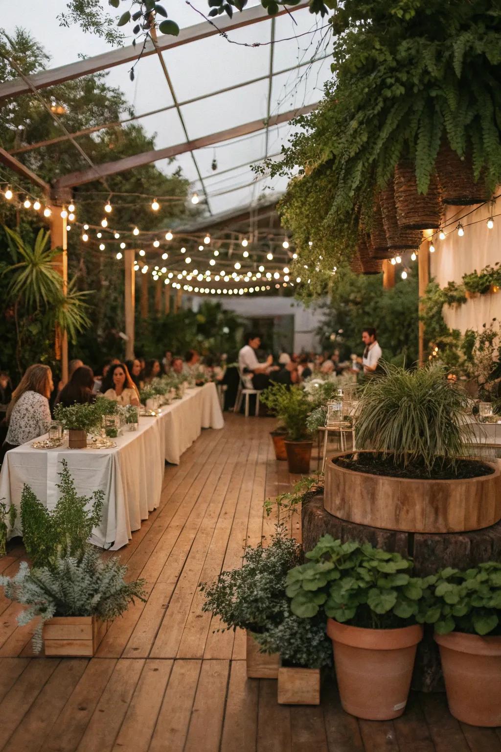 Environmentally conscious decorations featuring potted flora fashion a stylish and modern scene.