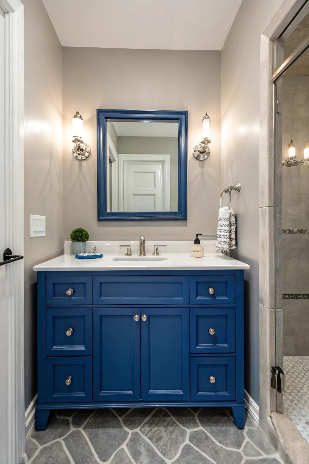 Deep blue makes a bold statement.