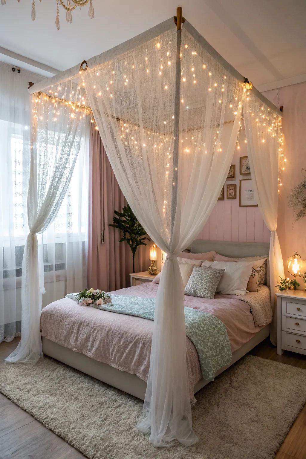 A four-poster bed introduces an elegant focal point to your bedroom.