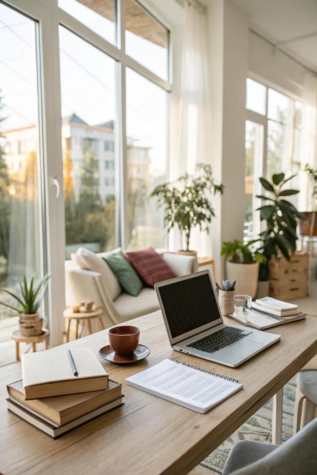 Natural light invigorates and opens up the workspace.