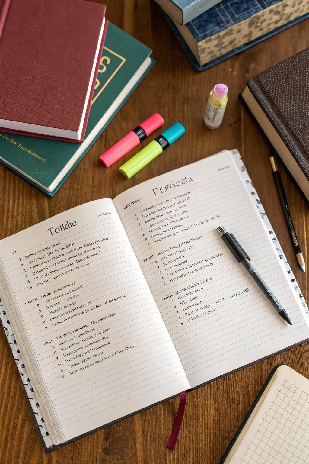 A table of contents brings structure and simplicity to your note-taking.