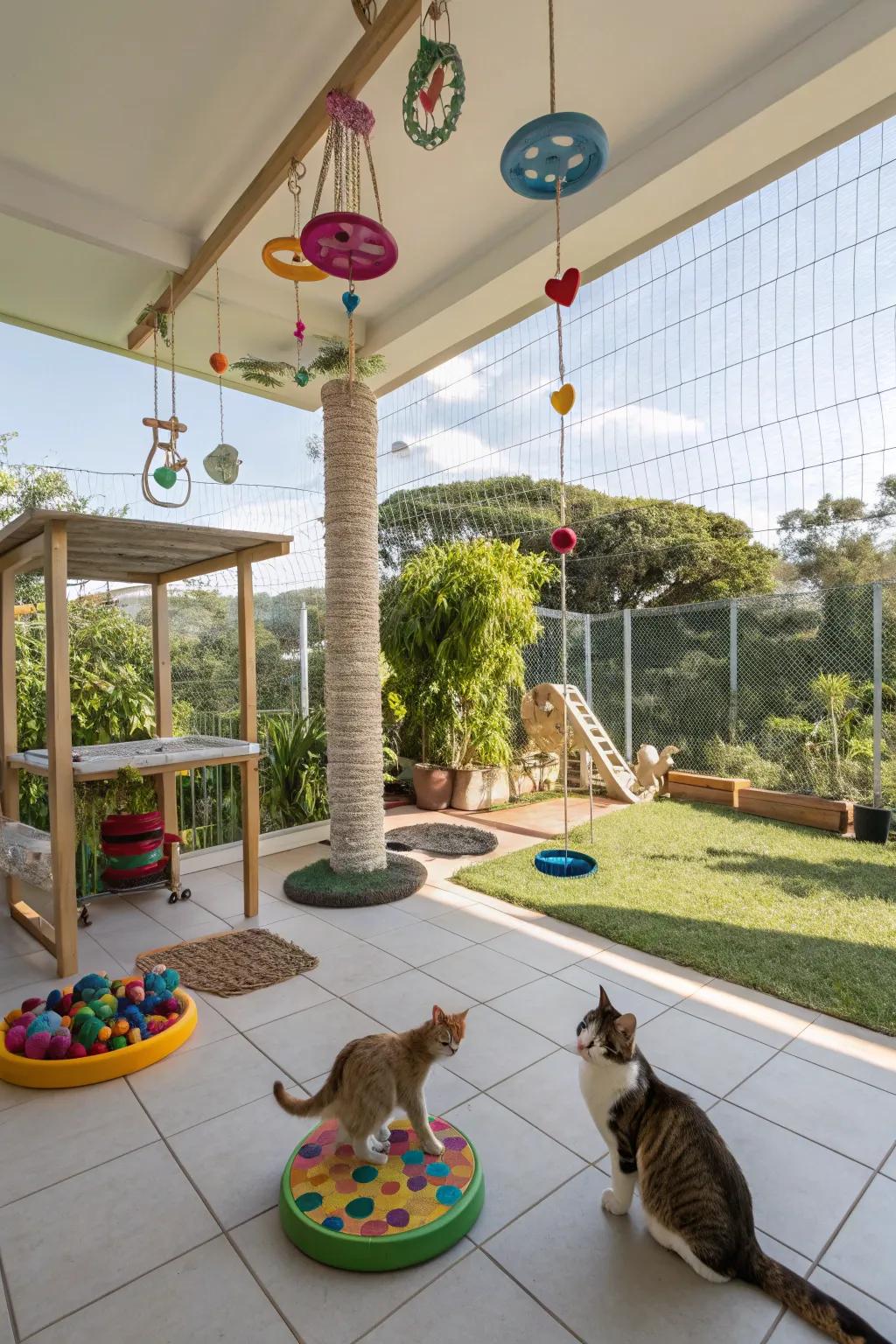 Interactive toys and games add fun and stimulation to outdoor play.