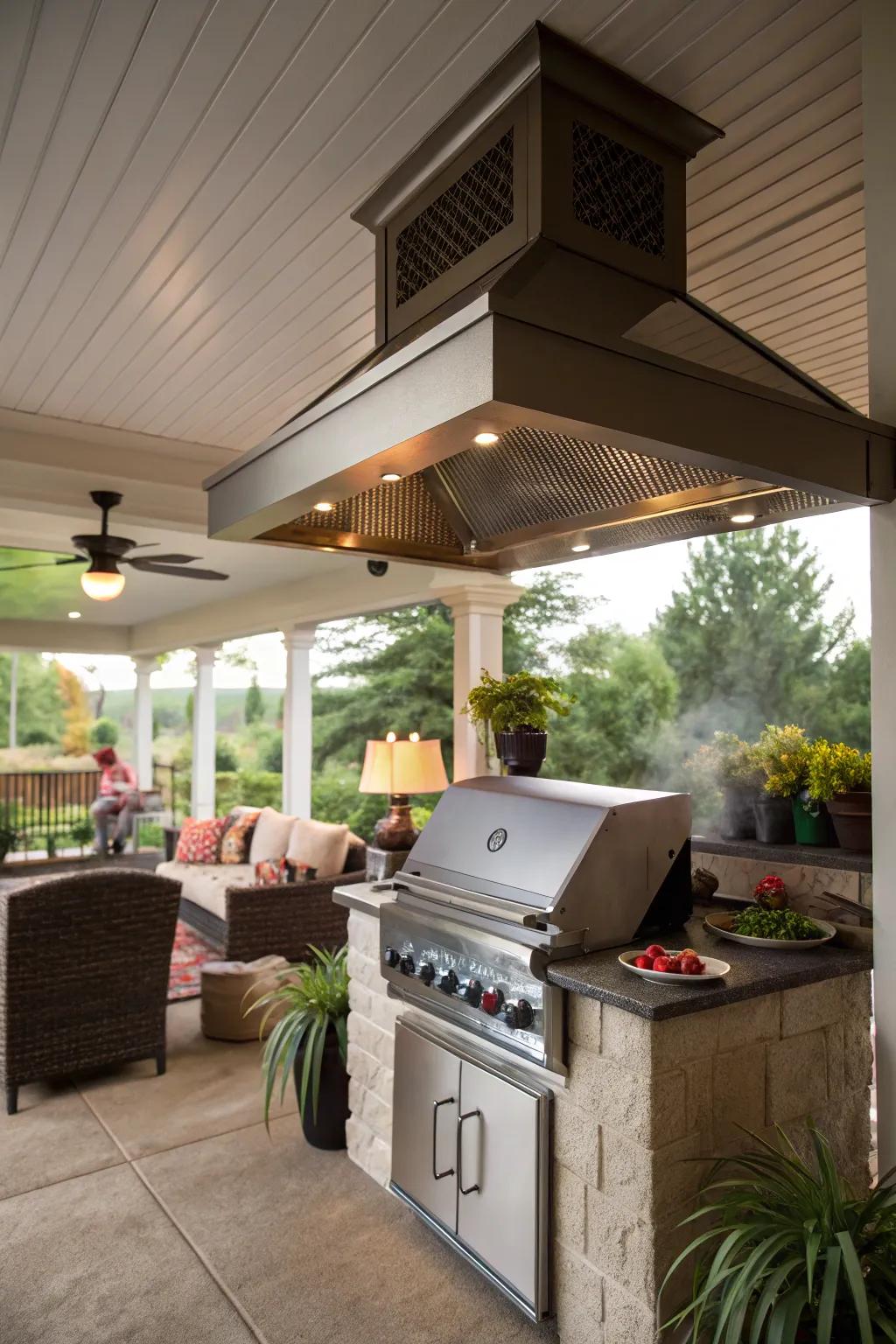 Ceiling-mounted hoods are excellent for sheltered spaces.