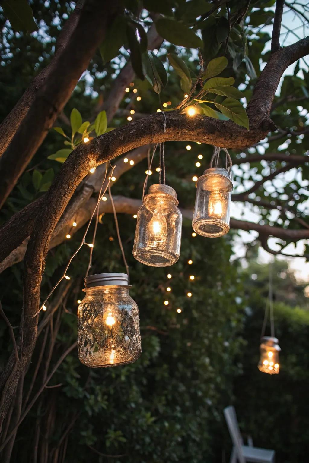 Build a whimsical setting with glass jar lights.