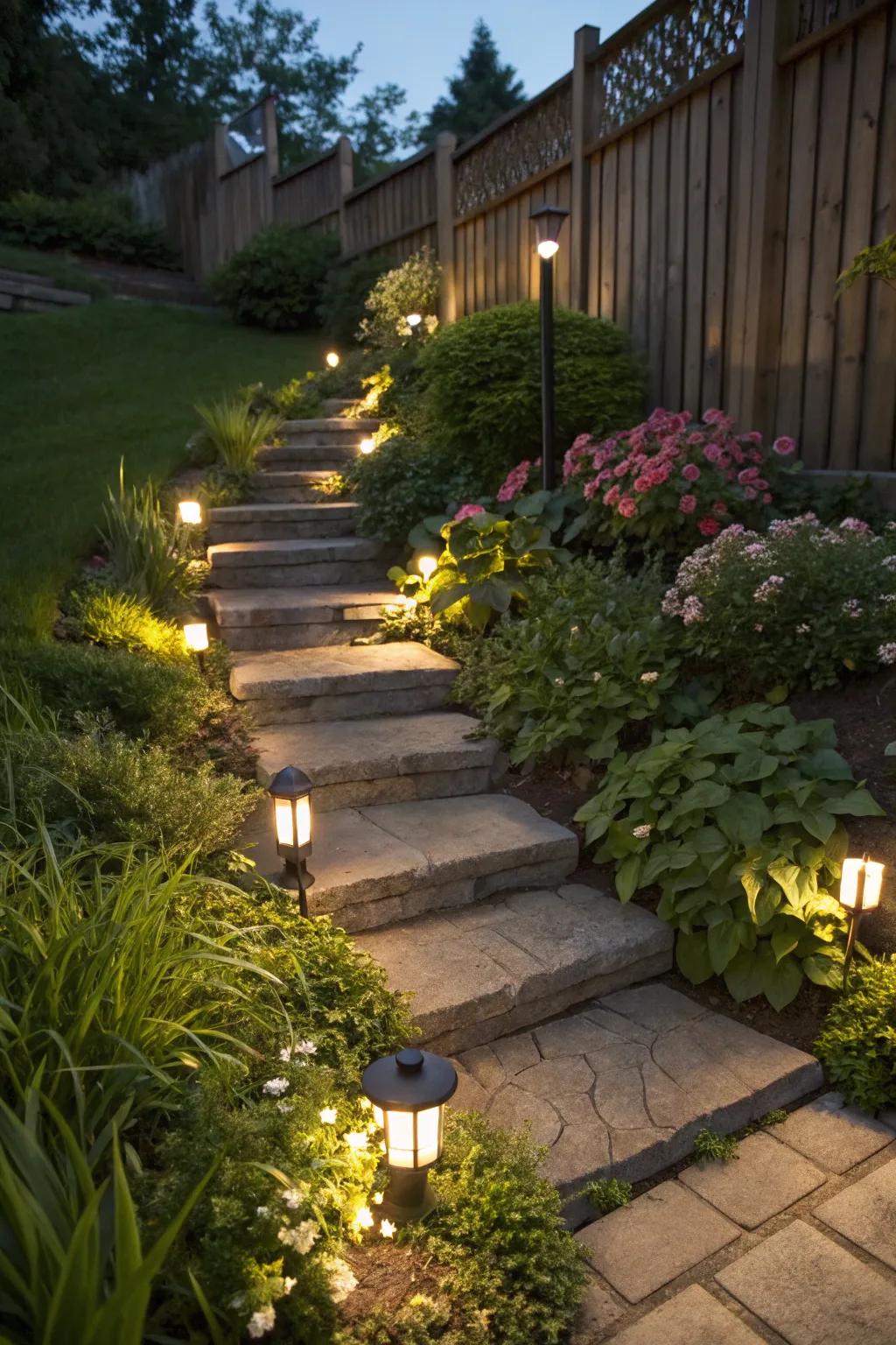 Step lighting for secure and stylish navigation.