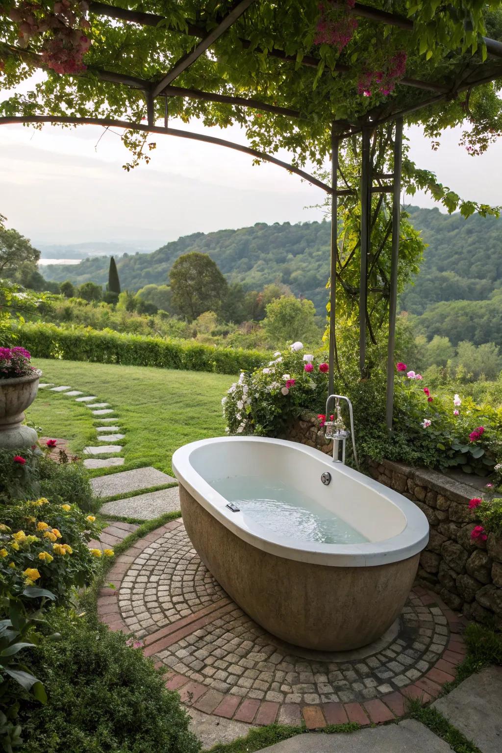 Create a striking statement through an unusually shaped tub.