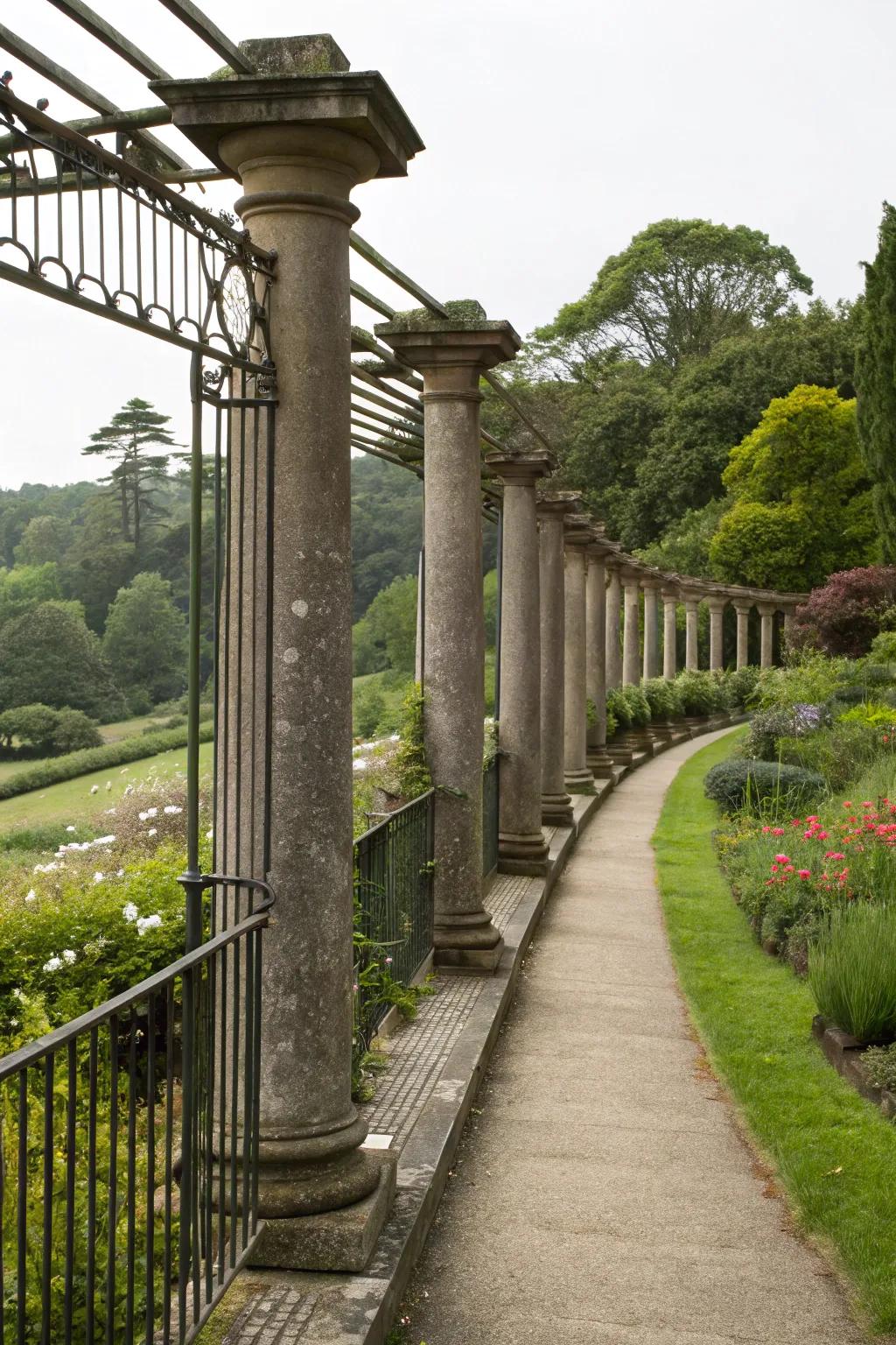 Stone and steel borders unite strength with elegance.