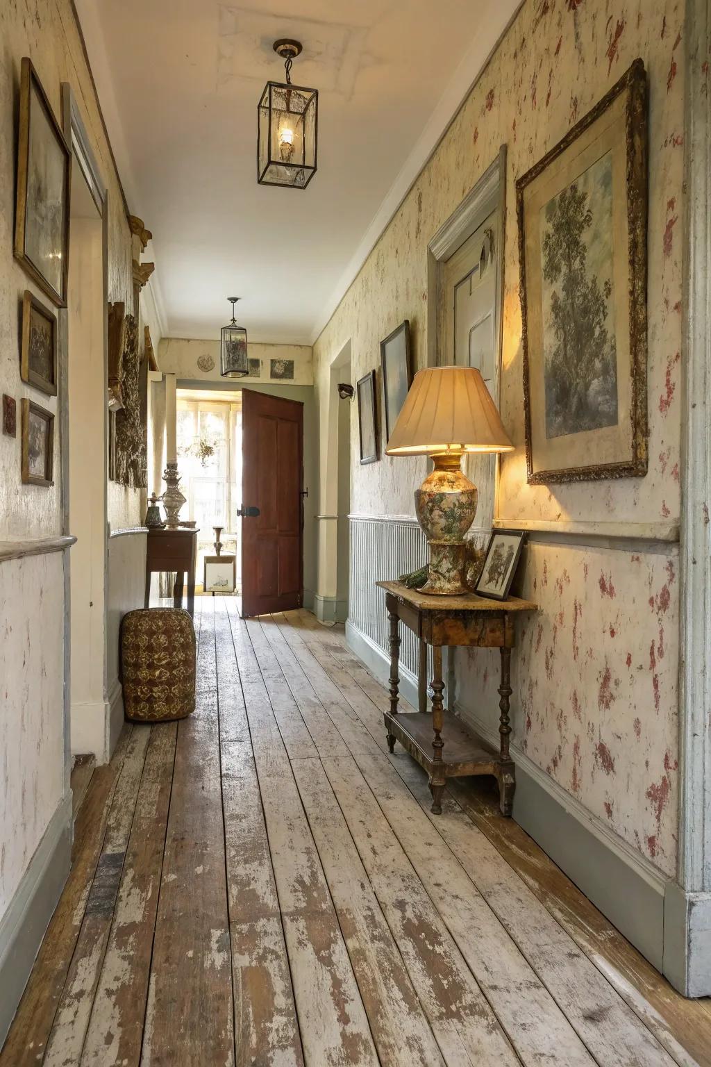 Weathered finishes impart vintage charm and individuality.
