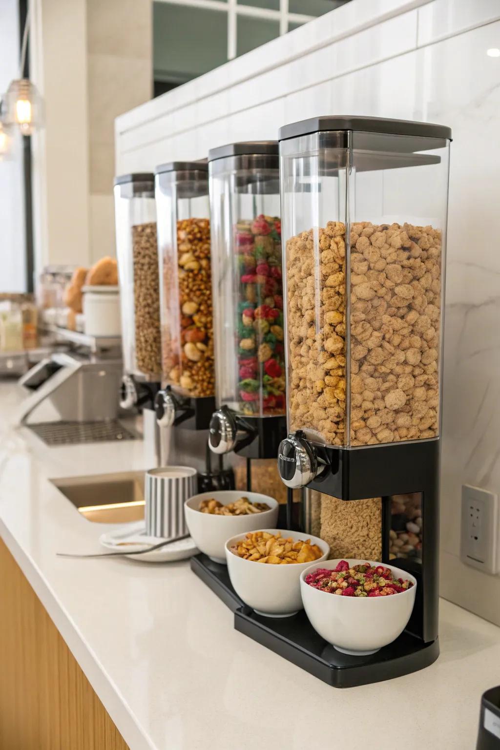Snack dispensers offer a streamlined and useful means to store pantry items.