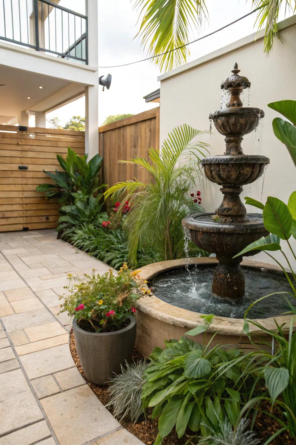 A water feature brings tranquility to your outdoor space.