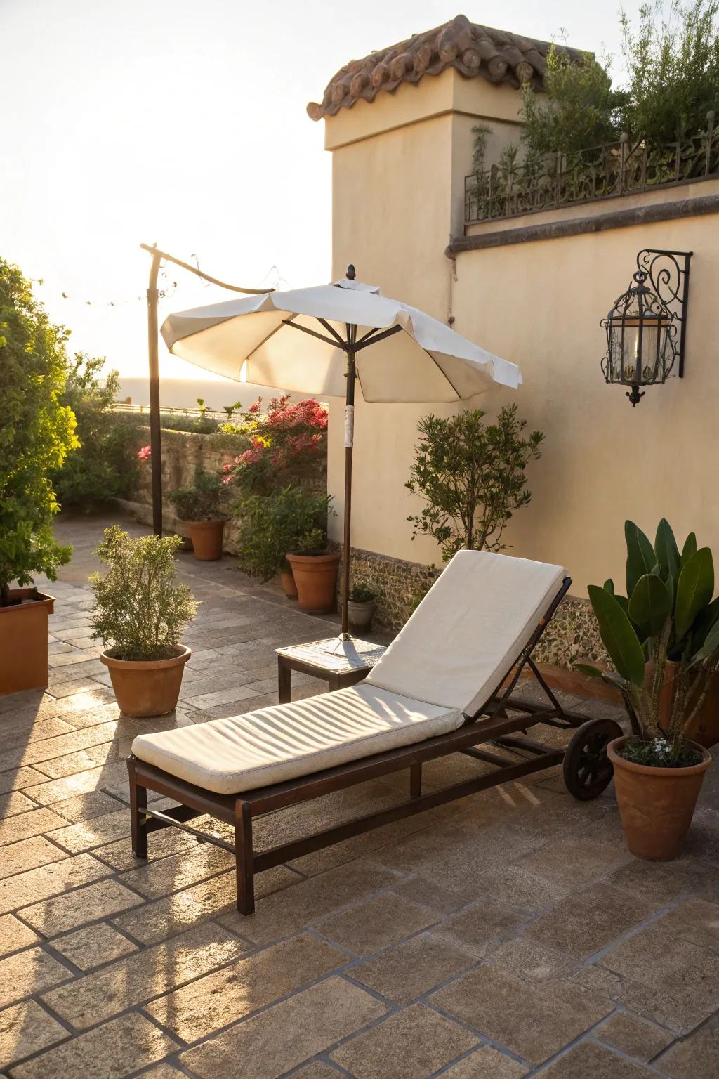 Unwind in luxury using a comfy chaise lounge.