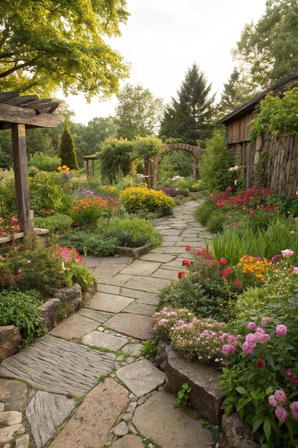 Welcome down-to-earth beauty using natural stone pavers.
