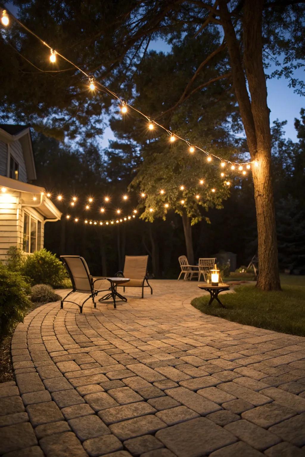 Exterior illumination lengthens your patio enjoyment into the night.