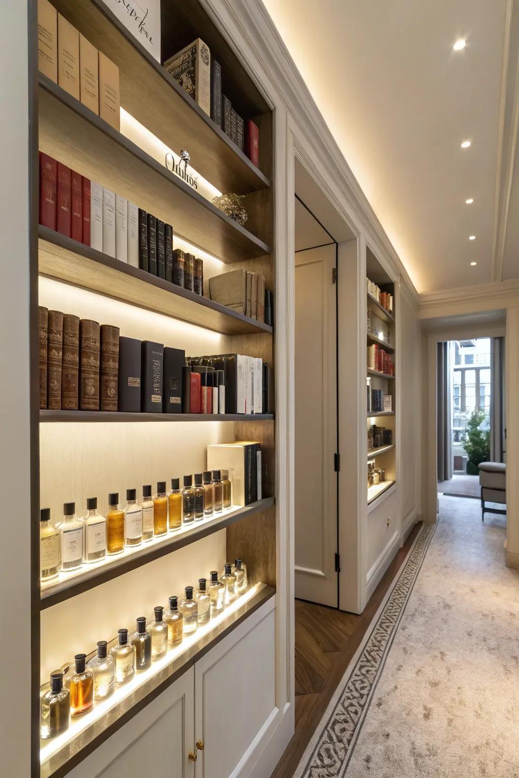 Vertical shelves present a fashionable remedy for confined areas.