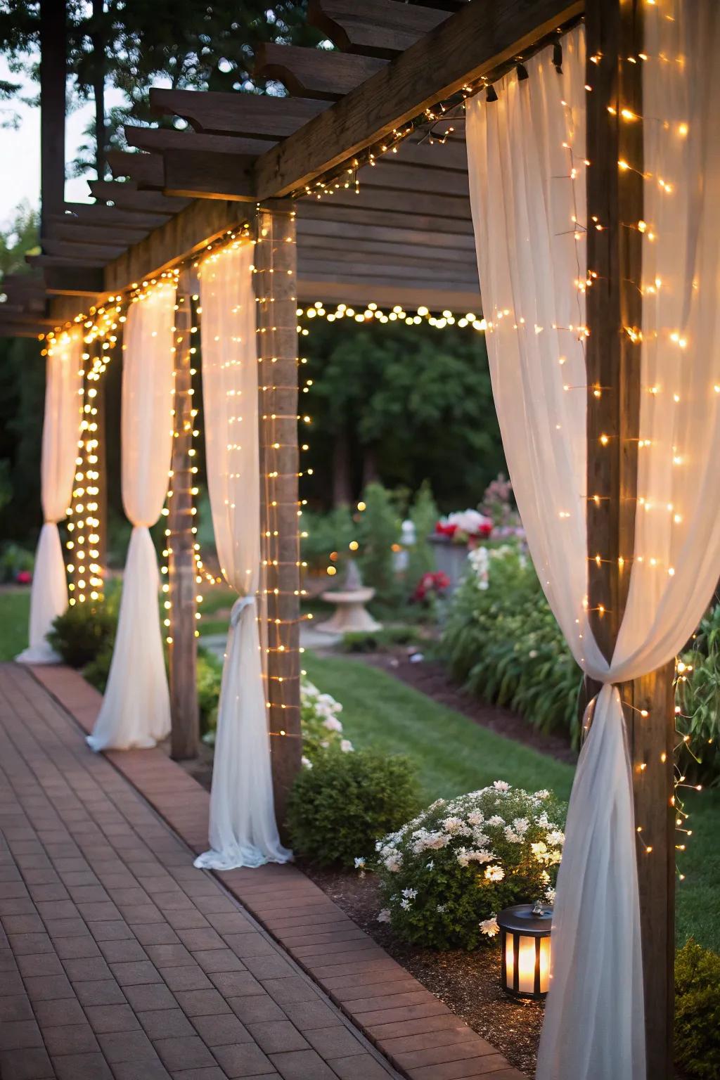 Employ curtain lights to add privacy and a trace of whimsy.