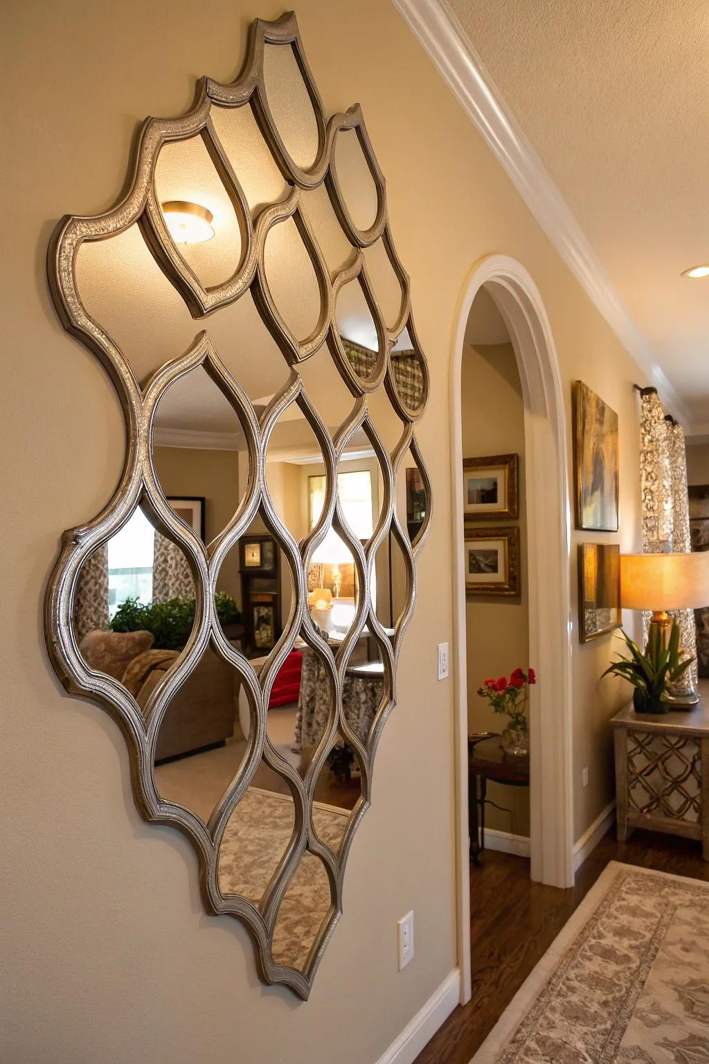 A photo setting showcasing various shaped reflectors, incorporating dimension and illumination to the location.