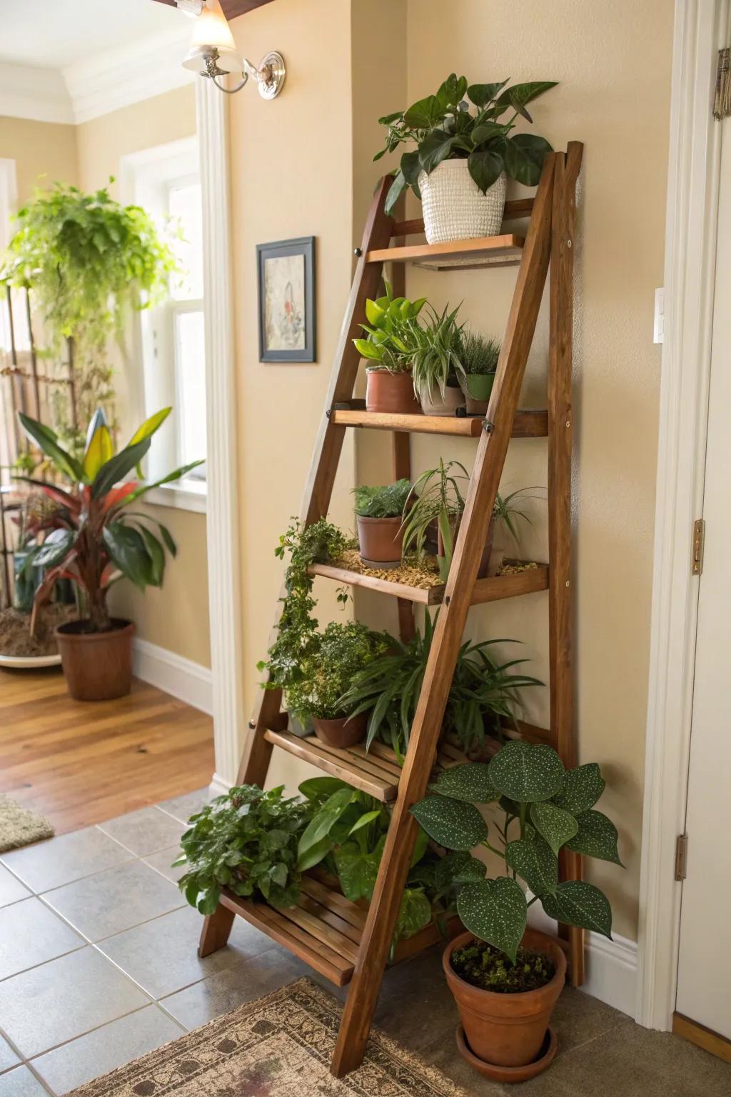 Plant steps for a layered plant display.