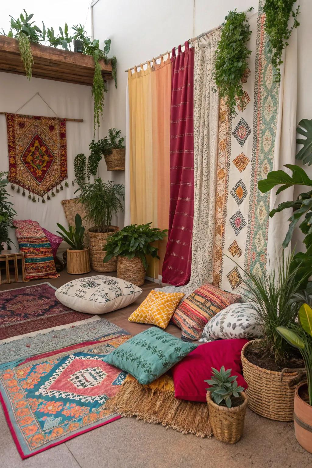 Mix styles for a vibrant bohemian look.