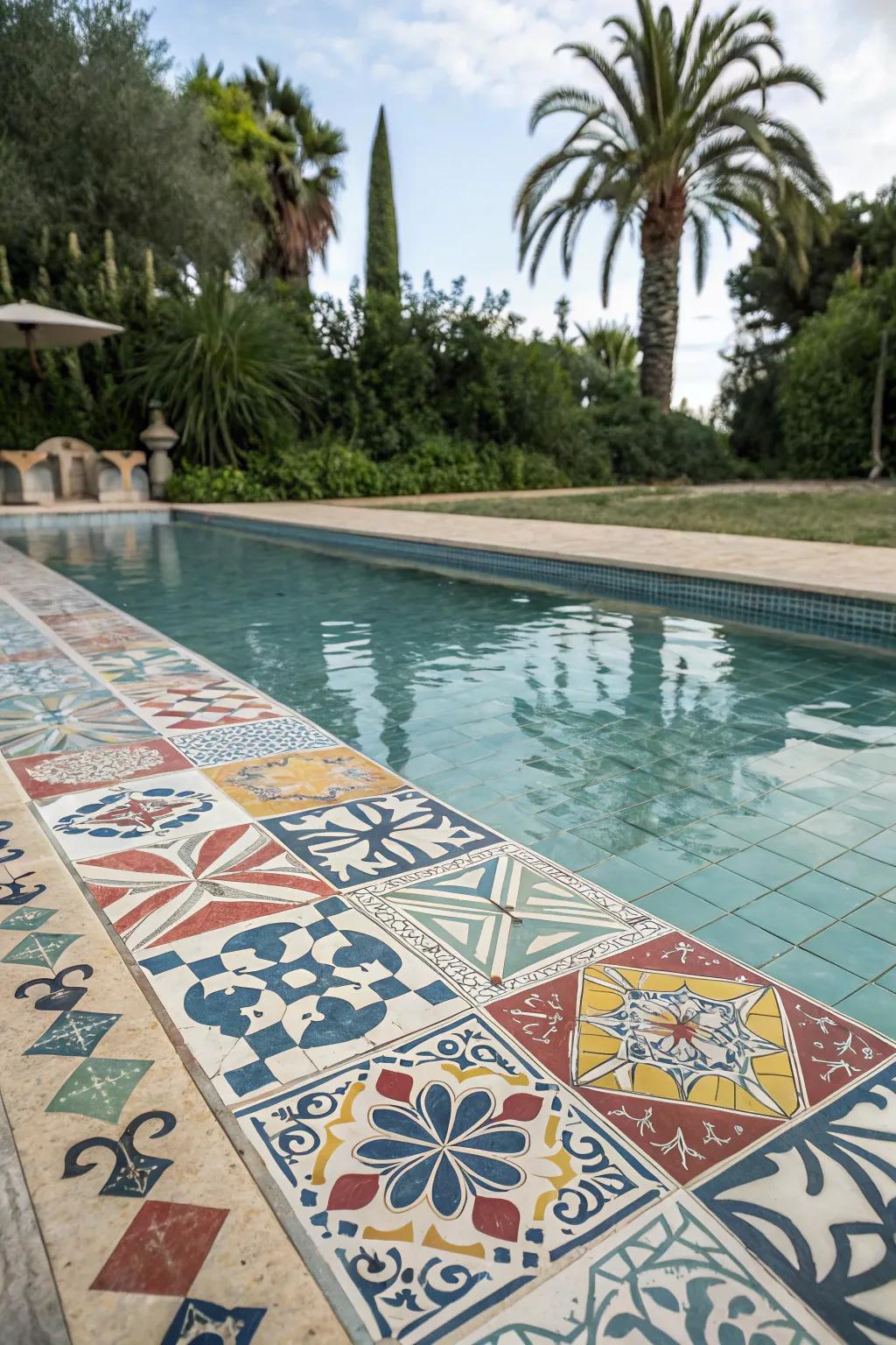 Picasso mix tiles introduce artistic flair and creativity to your pool.