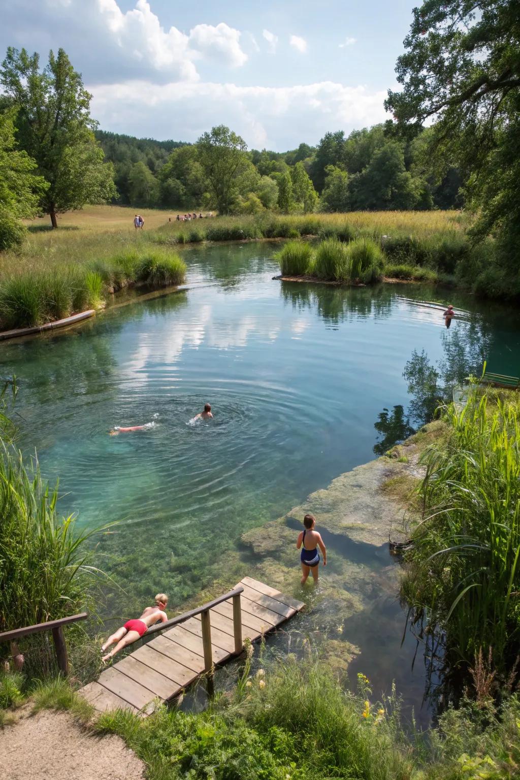 A pool pond crafted for two-purpose functionality.