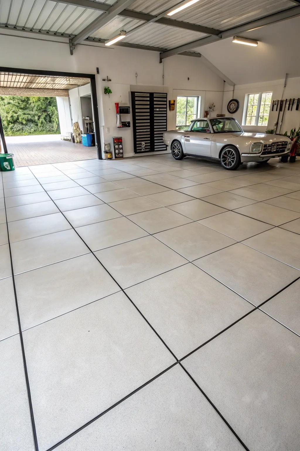 Make things look seamless with big porcelain tiles.