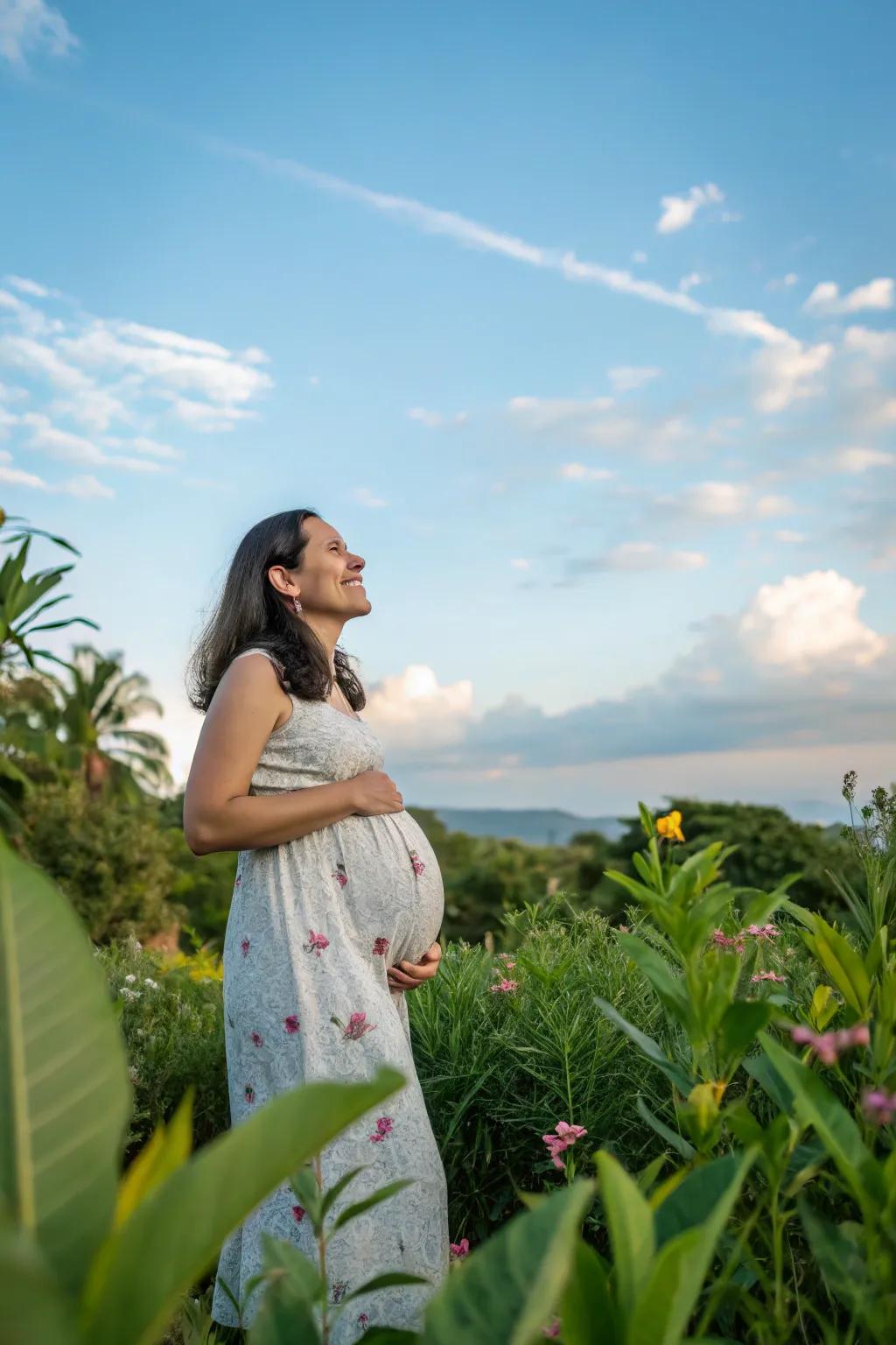 Nature delivers a gorgeous and peaceful backdrop for your maternity photos.