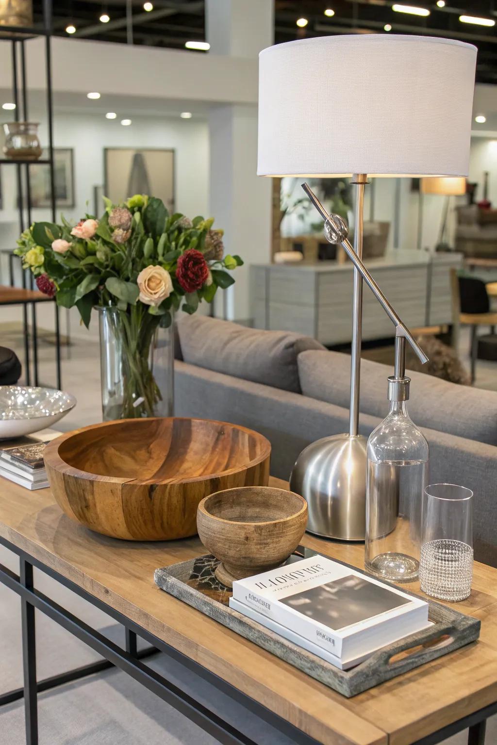 Mixing materials is a great way to make your display stand out as uniquely yours.