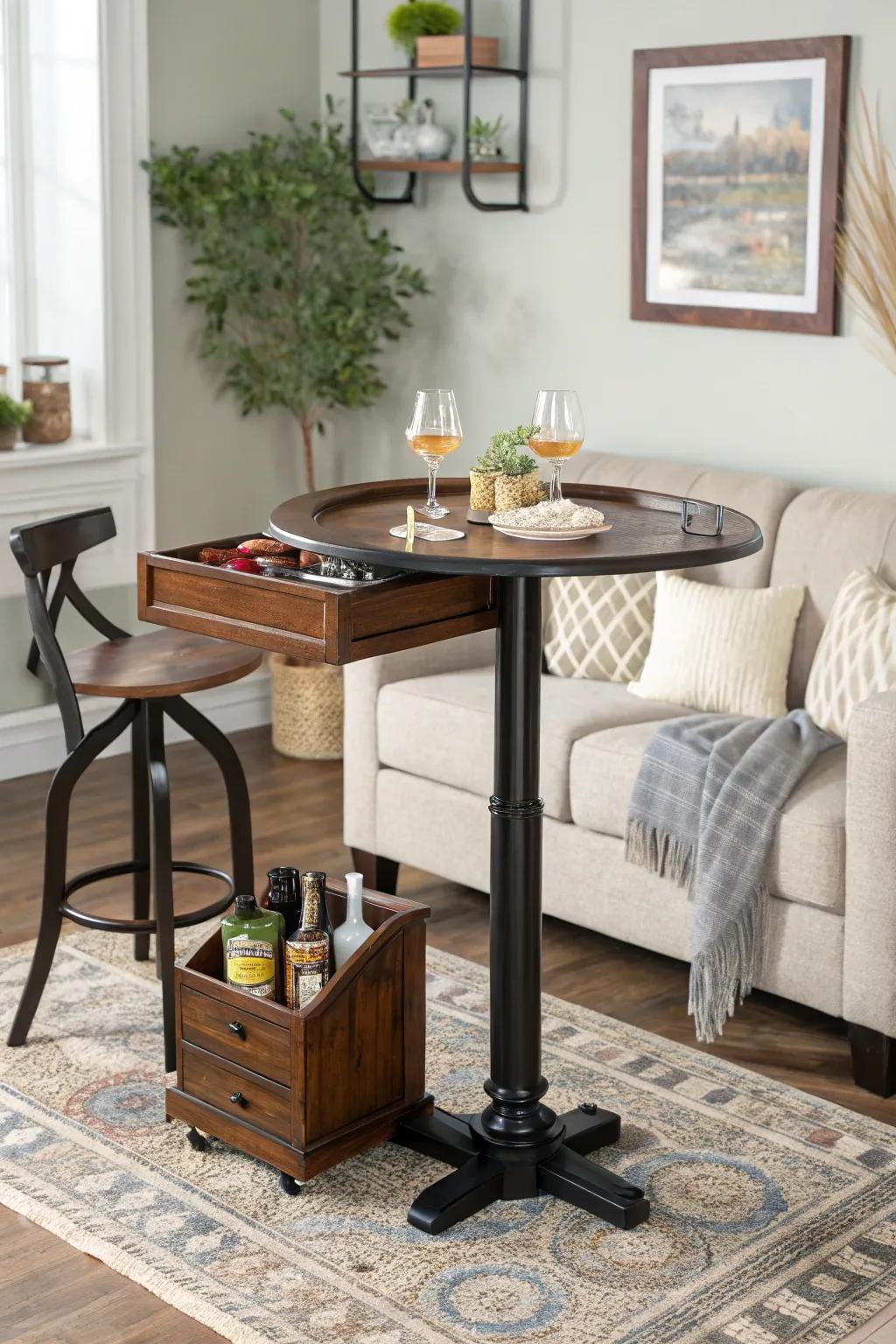 Change to fit any event with a diverse convertible bar table.