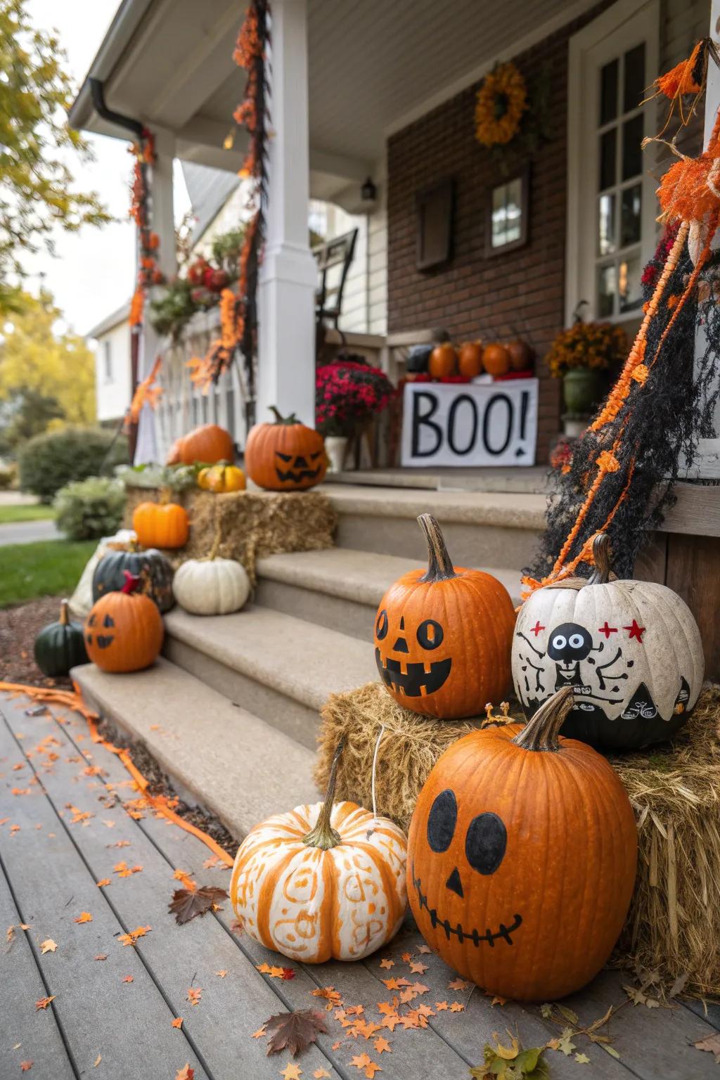 Welcome guests with Halloween word pumpkins.