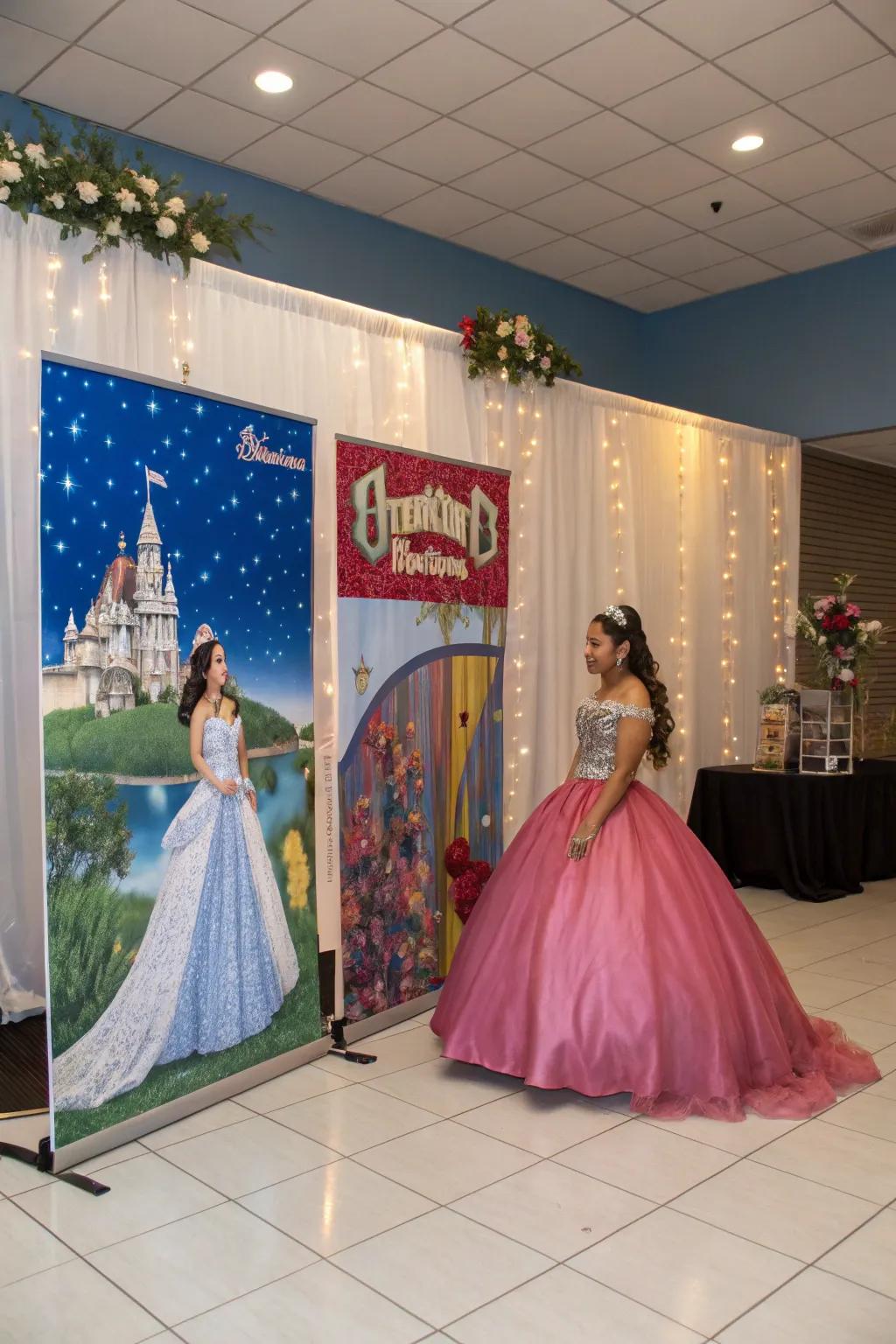 Themed panels create an immersive backdrop for celebrations.