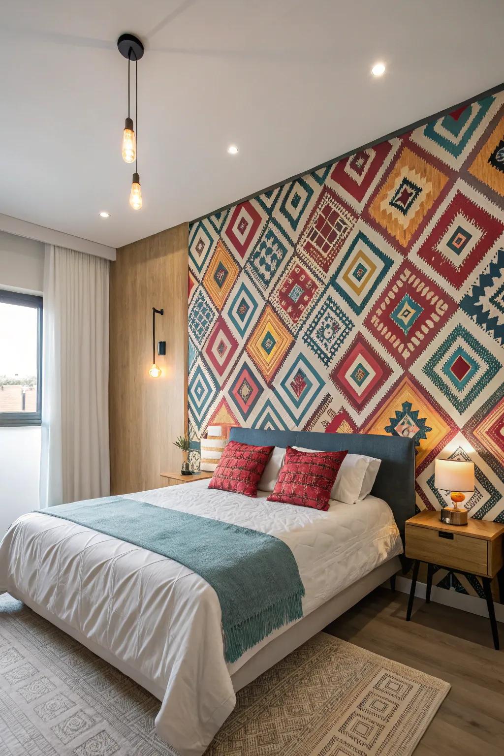 Audacious wallpaper functioning as an animated feature wall.