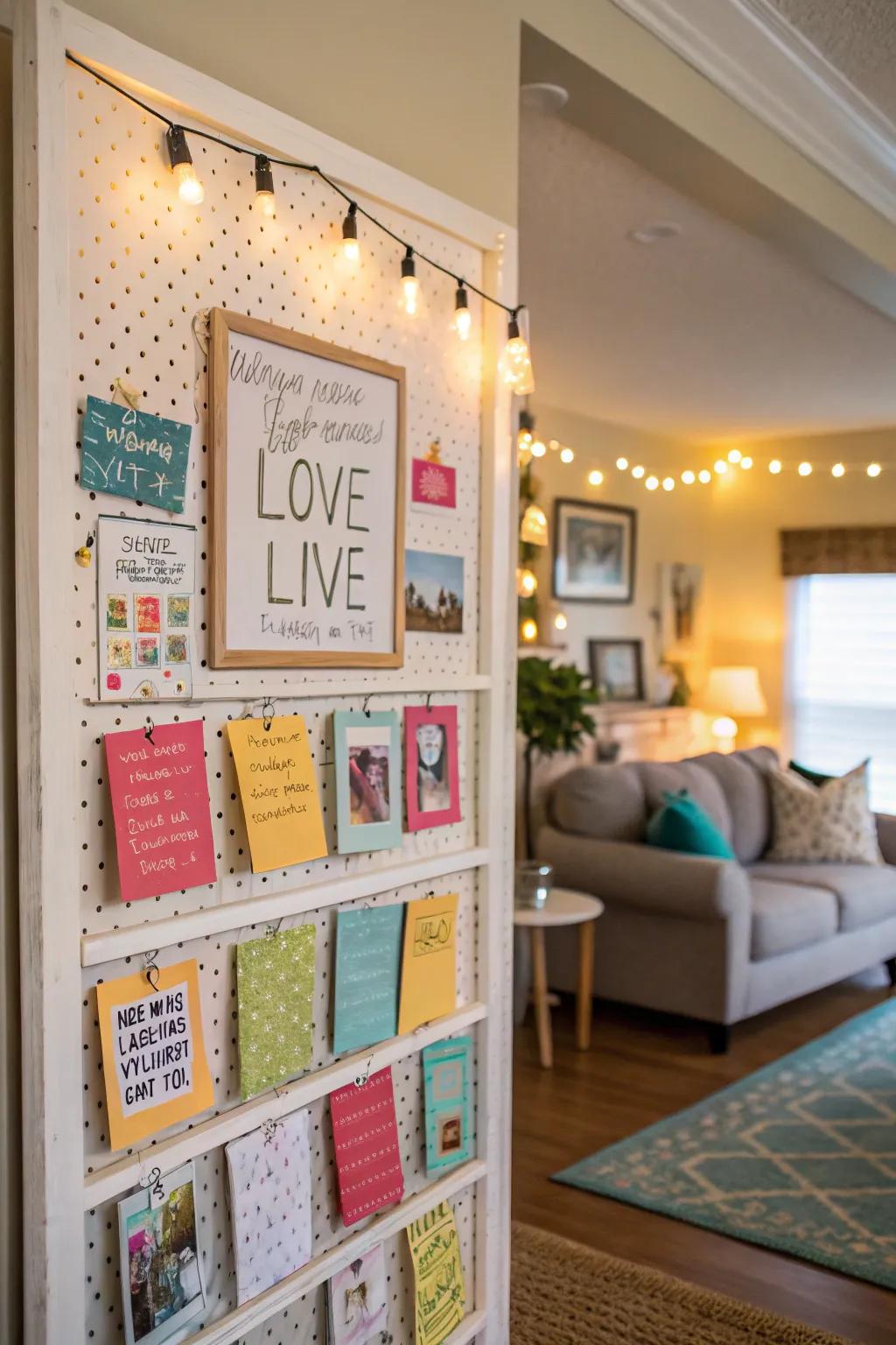An inspiring board that is full of uplifting messages and quotes.