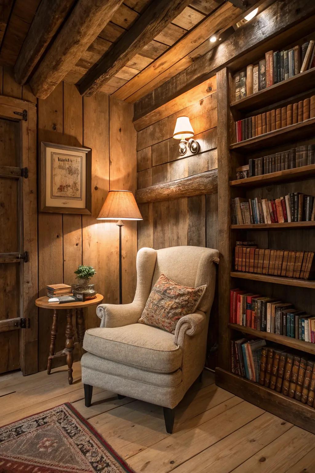 A country reading nook that invites you to unwind and relax.