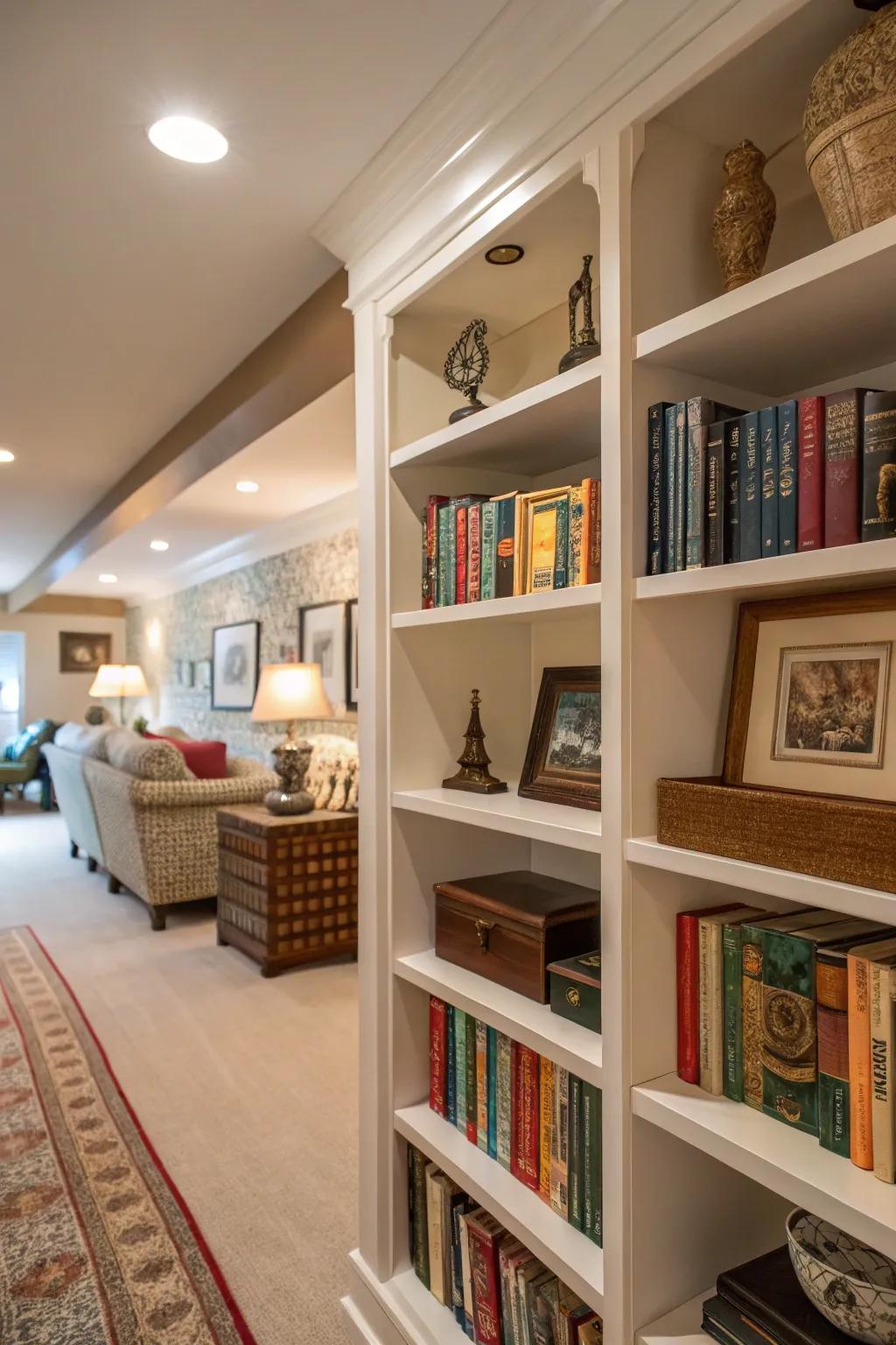 Decorative shelving adds a personal touch to your space.