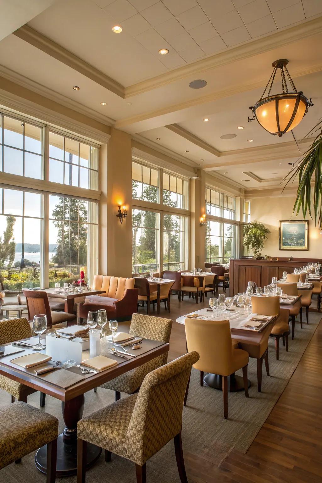 Unrestricted spaces elevate the dining experience.